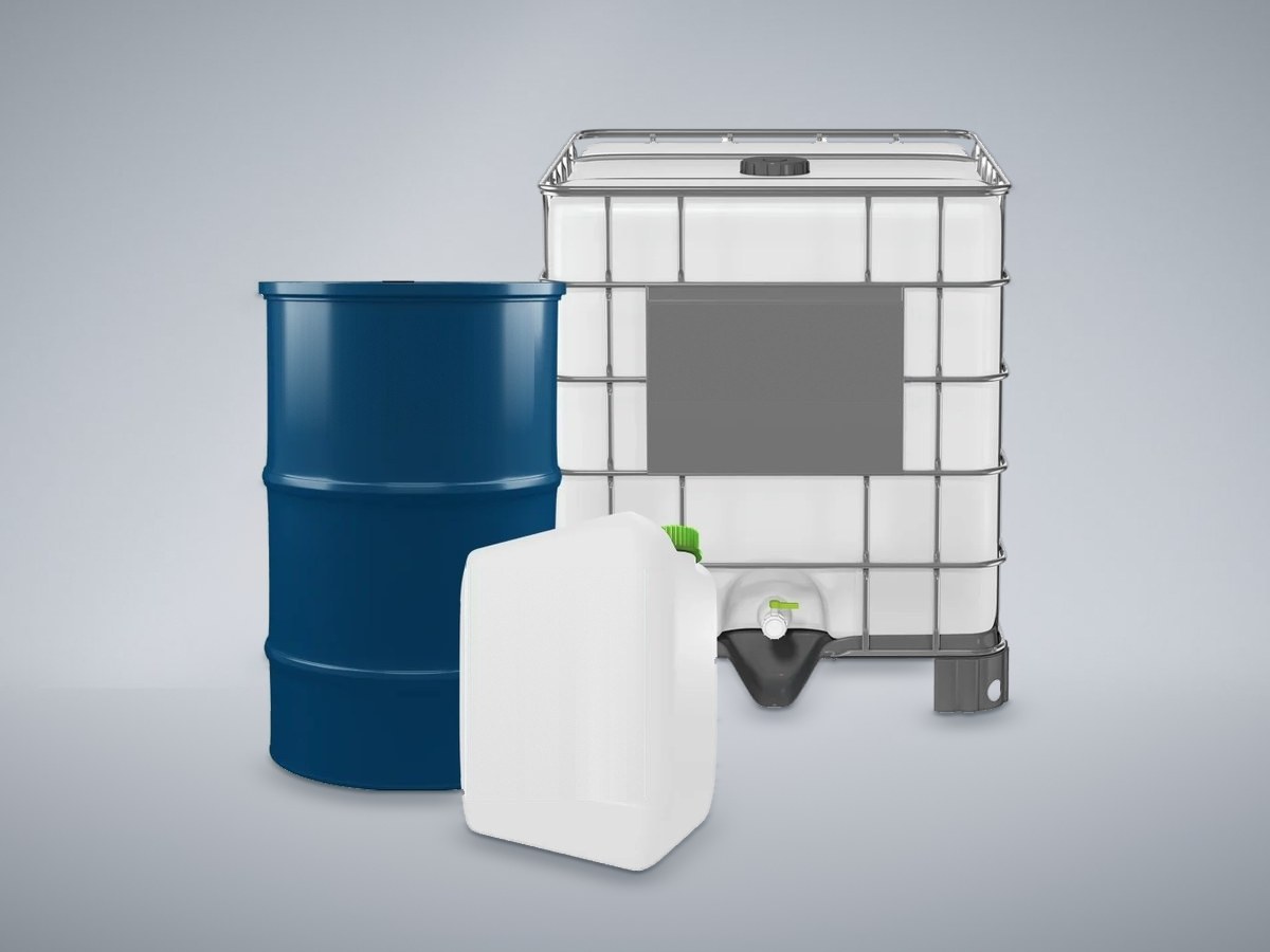 Packaging units for cleaners: jerrycan, drum and IBC container